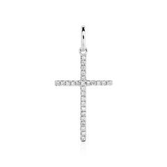 🦚 Damen Anhänger Kreuz aus 585er Weißgold mit Diamanten