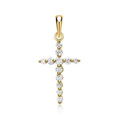🦚 Kreuzanhänger in Gelbgold 12 Diamanten 0,29ct. Unkategorisiert online kaufen