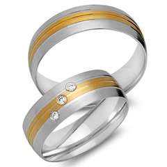 🦚 Trauringe 585er Gelb- Weissgold 3 Diamanten Unkategorisiert online kaufen