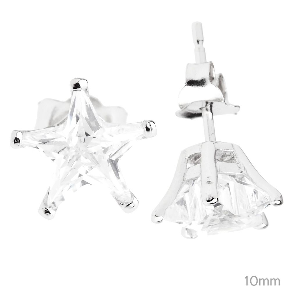 925 Sterling Silber Iced Out Bling Ohrstecker - STERN Unkategorisiert online kaufen