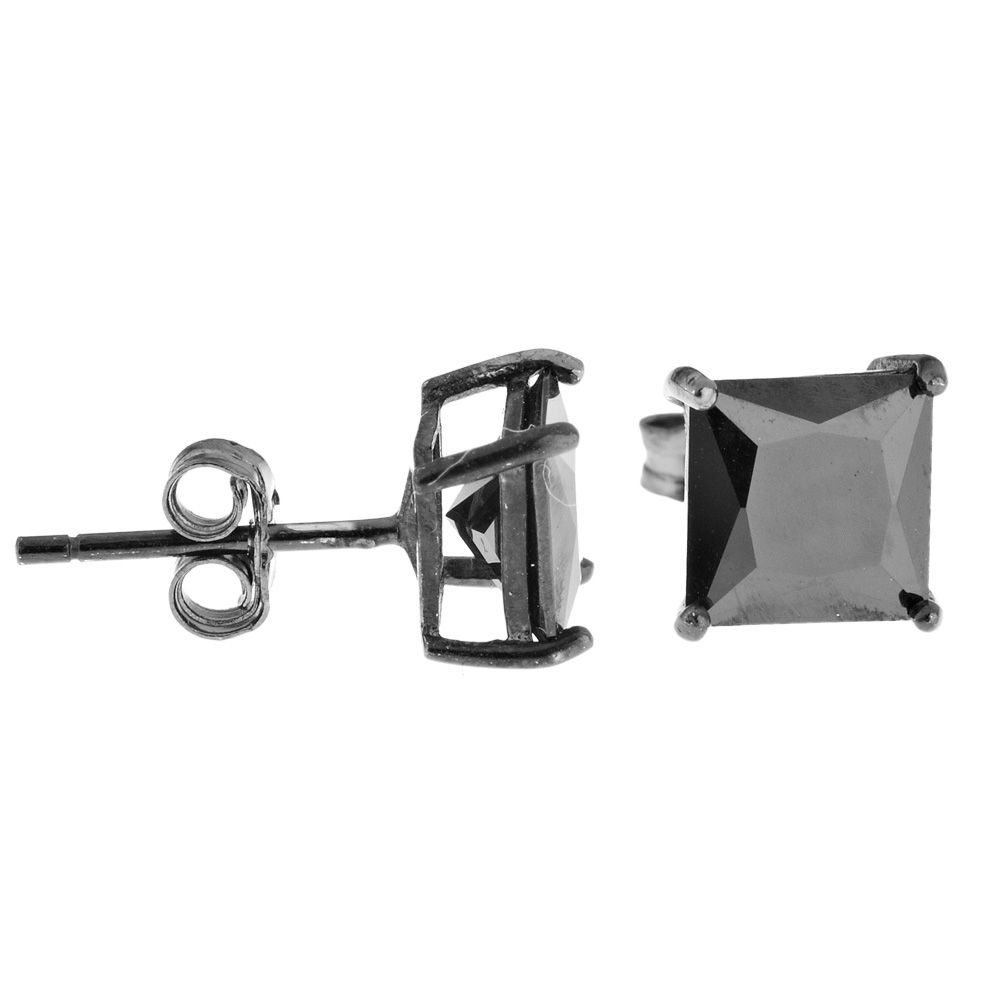 925 Sterling Silber CAST Bling Ohrstecker - eckig / schwarz Unkategorisiert online kaufen