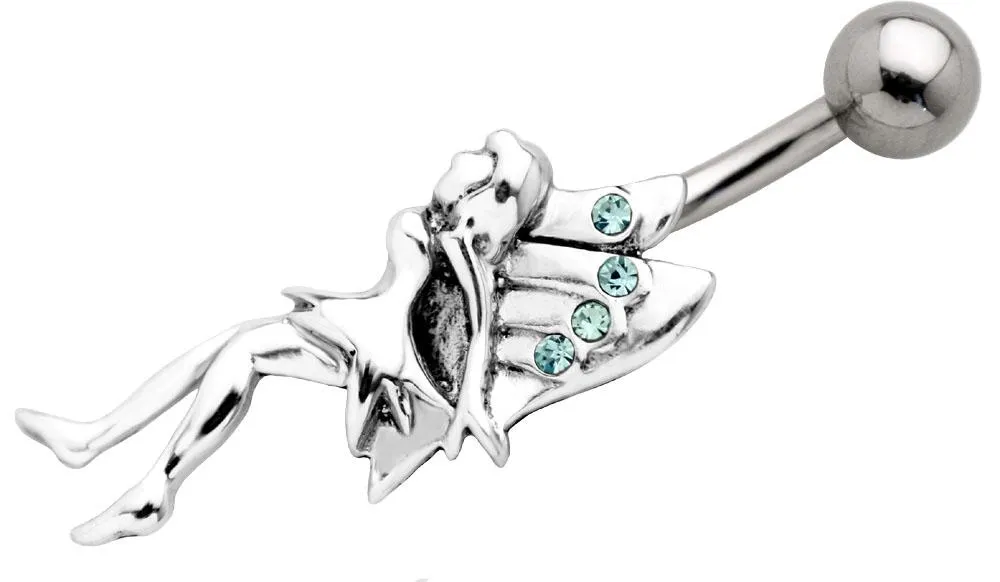 🦚 Bauchnabelpiercing Elfe mit Kristallsteinen hellblau Stahl Banane Unkategorisiert online kaufen