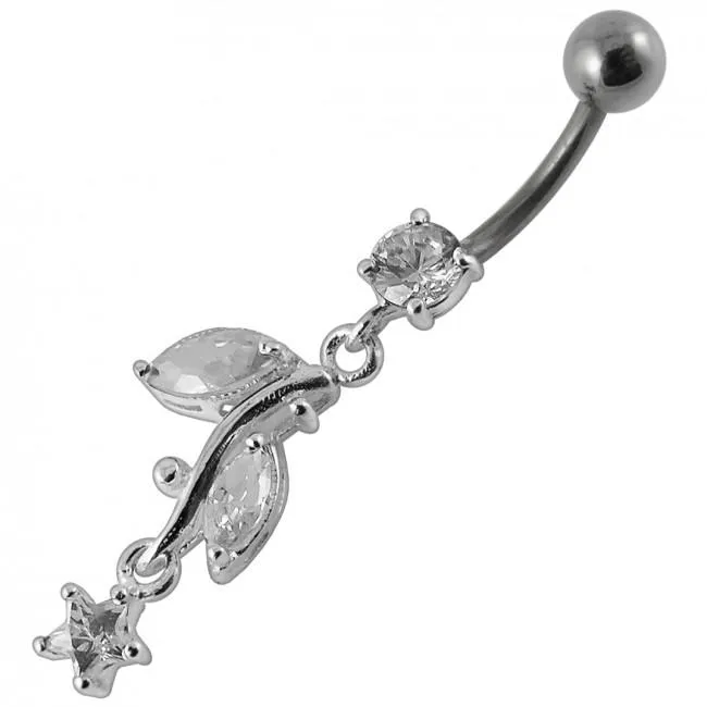 🦚 Bauchnabelpiercing Titan 925er Silber-Motiv Blätter Unkategorisiert online kaufen