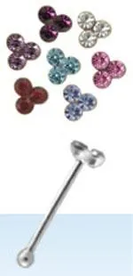 🦚 Nasenstecker Pin drei Kristalle 7 Farben Silber Nasenpiercing gerade Unkategorisiert online kaufen