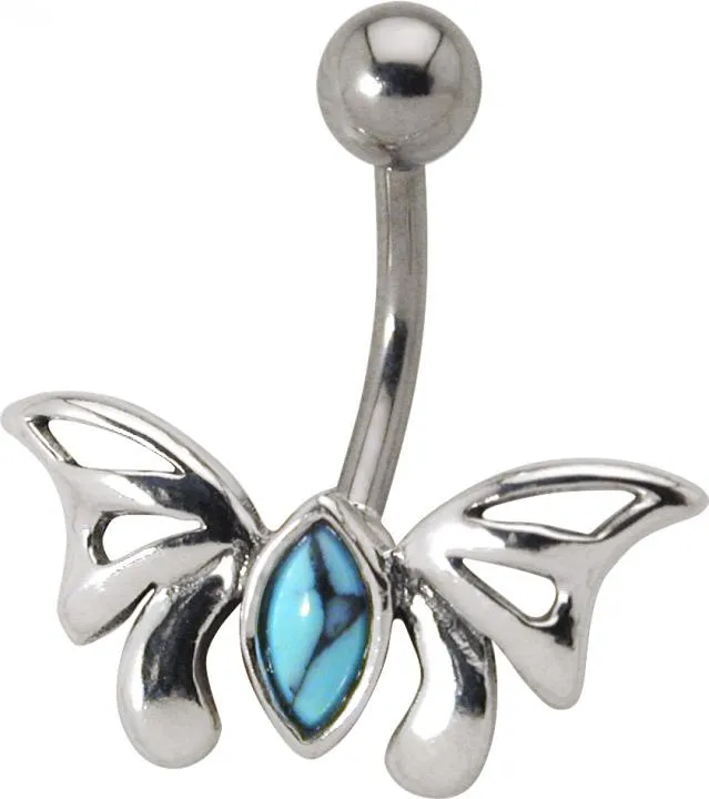 🦚 Bauchnabelpiercing Schmetterling Türkis mit Halbedelstein Unkategorisiert online kaufen 🦚 Bauchnabelpiercing Schmetterling Türkis mit Halbedelstein Unkategorisiert online kaufen