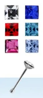 🦚 Nasenstecker Pin Kristall Quadrat 7 Farben Silber Nasenpiercing gerade Unkategorisiert online kaufen