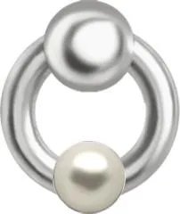 🦚 PTFE Piercing Labret Stecker Ring mit Perle Silber 1.2 mm Unkategorisiert online kaufen