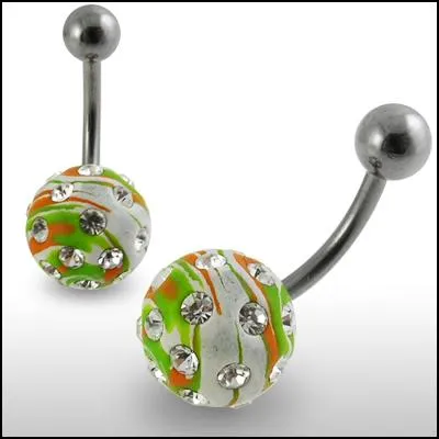 🦚 Bauchnabelpiercing Multi Kristall Grün/Orange/Silber Stahl Banane Unkategorisiert online kaufen