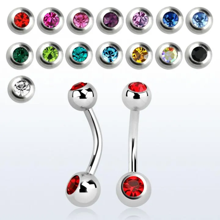 🦚 Bauchnabelpiercing Chirurgenstahl Mini Baby Banane mit zwei Kristallkugeln 5mm+6mm Unkategorisiert online kaufen