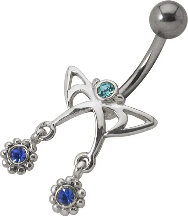 🦚 Bauchnabelpiercing Tribal mit Ketten Kristall Anhänger blau Unkategorisiert online kaufen