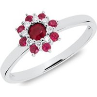 🦚 Ring Blüte aus 585er Weißgold mit Rubinen und Diamanten Unkategorisiert online kaufen