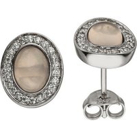 JOBO Paar Ohrstecker Ovale Ohrringe mit Rosenquarz und 44 Zirkonia, 925 Silber silberfarben Unkategorisiert online kaufen