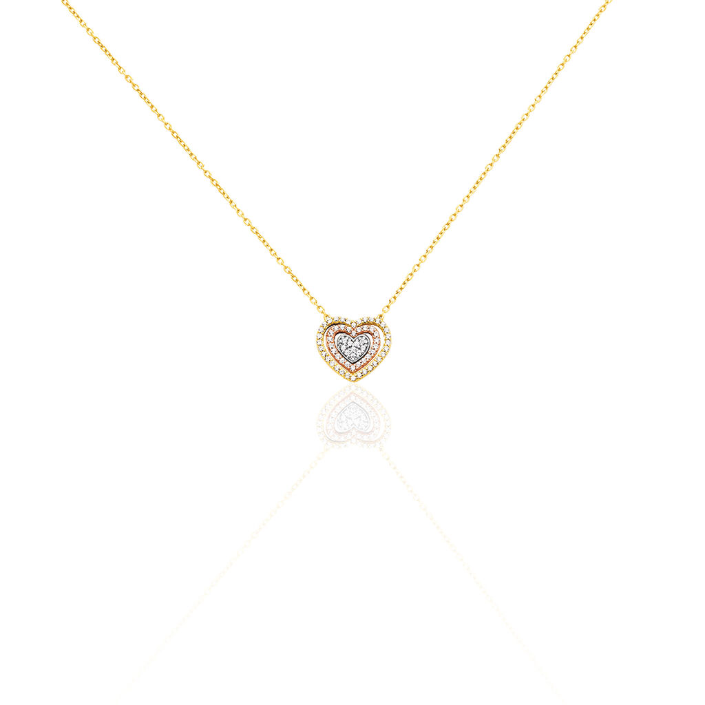 🦚 Damen Halskette Gold 375 Tricolor Zirkonia Herz, Collier mit Stein Unkategorisiert online kaufen 🦚 Damen Halskette Gold 375 Tricolor Zirkonia Herz, Collier mit Stein Unkategorisiert online kaufen