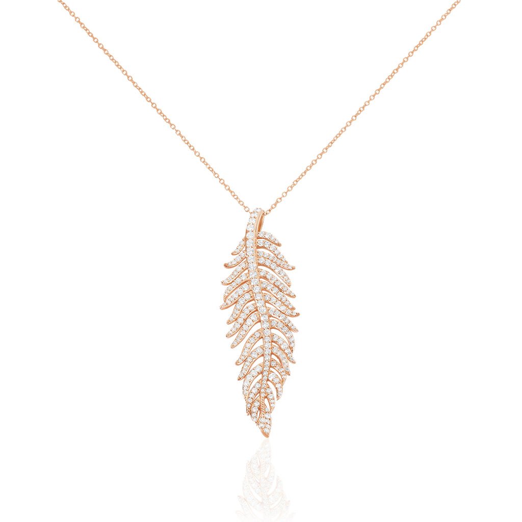 🦚 Damen Collier Silber rosevergoldet 925 Zirkonia Blatt Love Natural, Collier mit Stein Unkategorisiert online kaufen