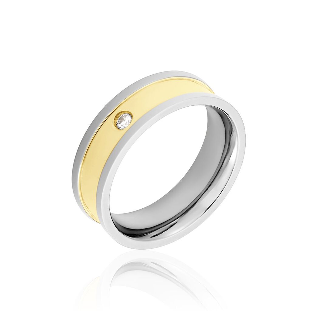 🦚 Damen Ring Titan Bicolor Gelb/Silber Zirkonia 6,00mm , Ring mit Stein Unkategorisiert online kaufen