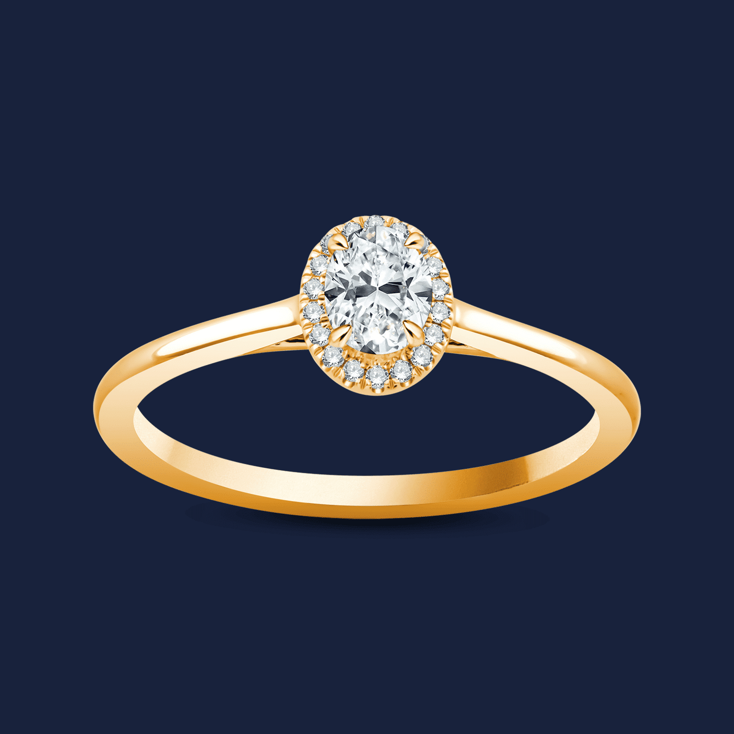 Cathedral Halo Oval Ring - 14k Gelbgold / 0.30ct natürlicher Diamant in SI H+ von Pukka Berlin Unkategorisiert online kaufen
