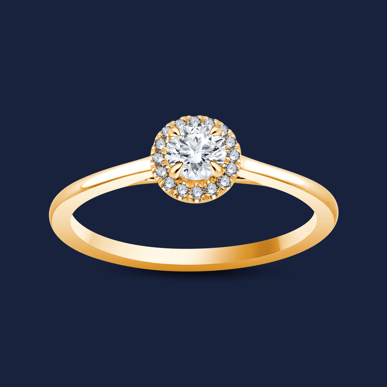 Cathedral Halo Round Ring - 14k Gelbgold / 0.30ct natürlicher Diamant in SI H+ von Pukka Berlin Unkategorisiert online kaufen