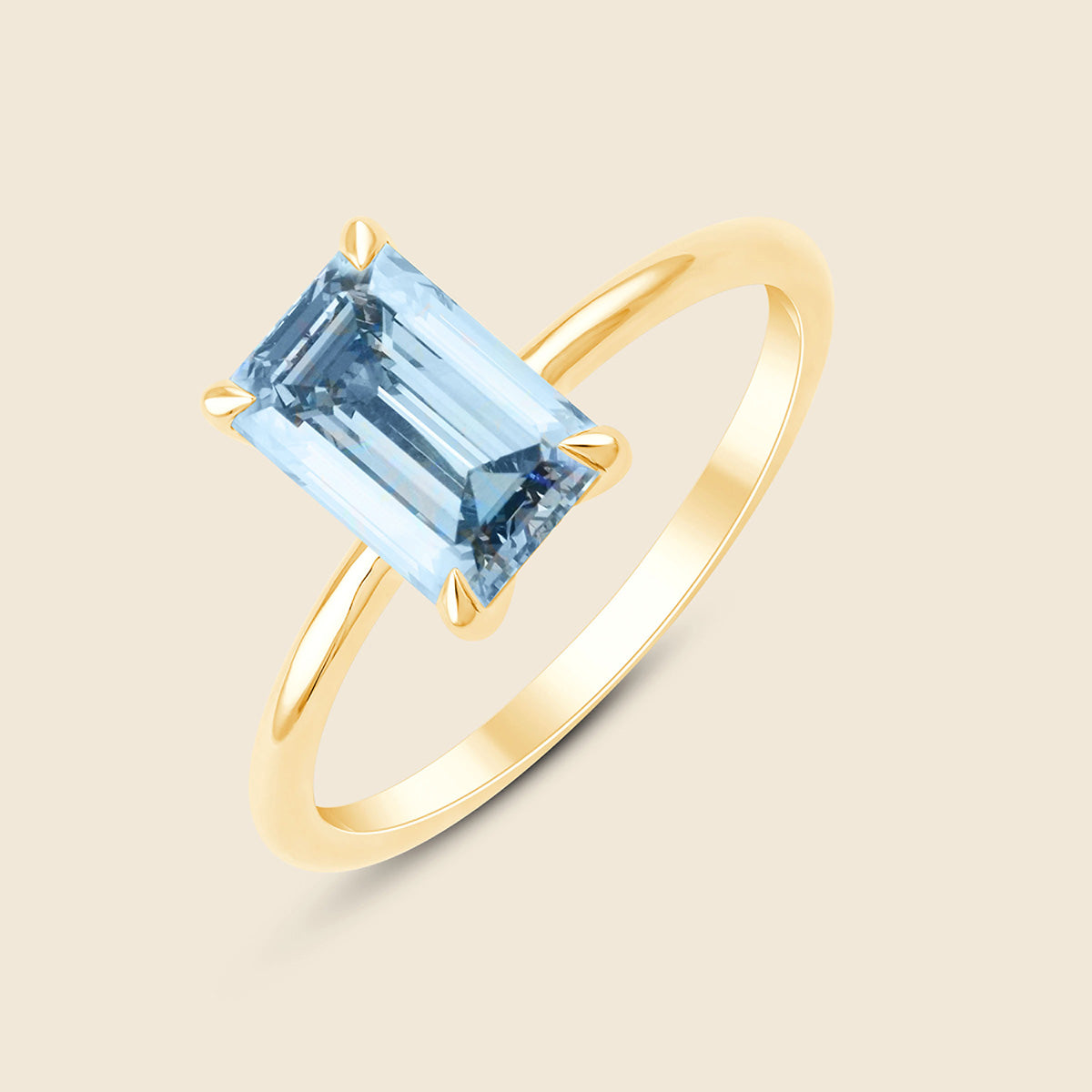 Emerald Blue Ring Verlobungsring mit Smaragd Schliff mit Labordiamant für Damen - Gelb / 14k Gold von Pukka Berlin Unkategorisiert online kaufen