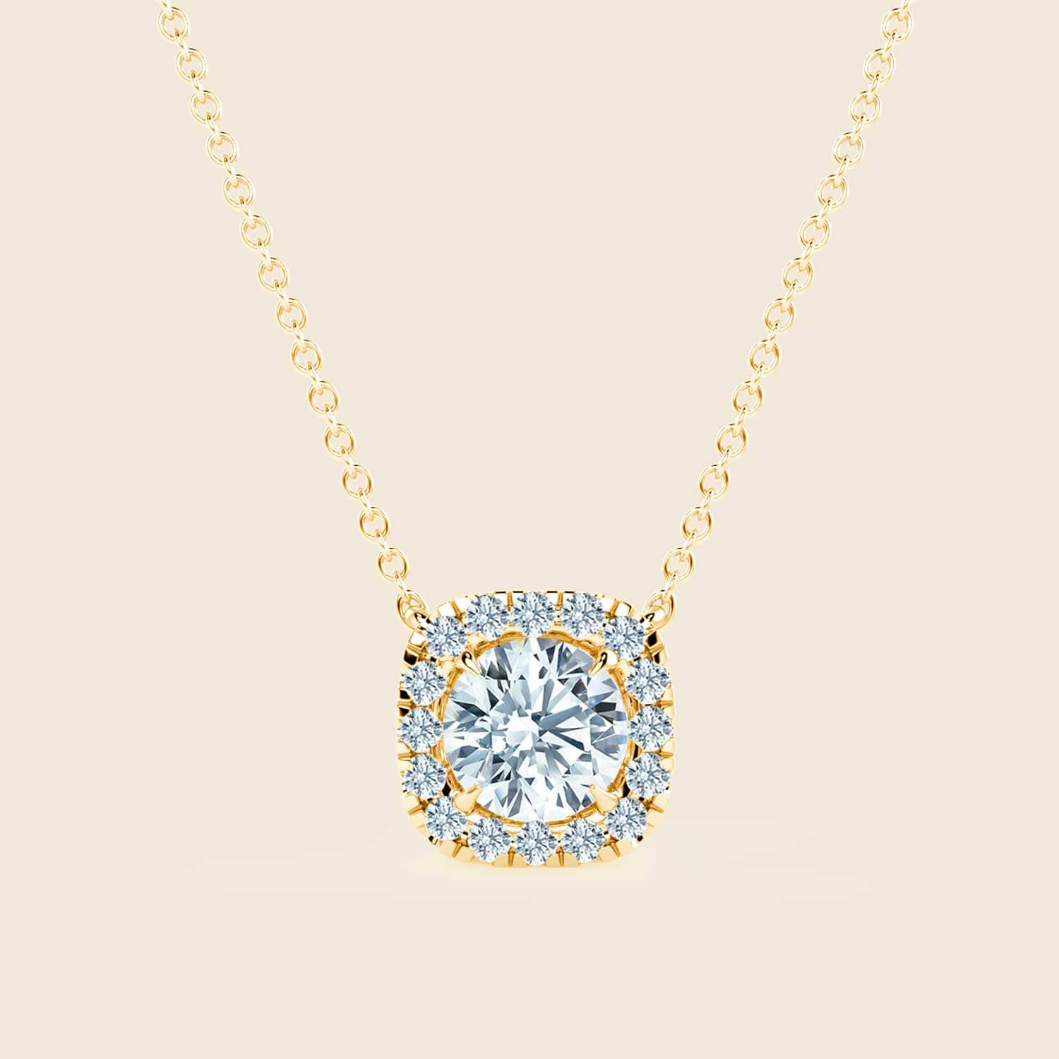 Hyacinth Cushion Halo Kette mit Kissen Schliff mit Labordiamant für Damen - Gelb / 14k Gold / 1ct von Pukka Berlin Unkategorisiert online kaufen Hyacinth Cushion Halo Kette mit Kissen Schliff mit Labordiamant für Damen - Gelb / 14k Gold / 1ct von Pukka Berlin Unkategorisiert online kaufen