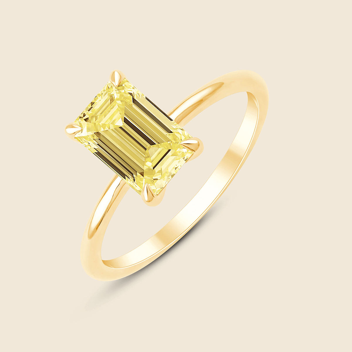 Emerald Yellow Ring Verlobungsring mit Smaragd Schliff mit Labordiamant für Damen - Gelb / 14k Gold von Pukka Berlin Unkategorisiert online kaufen