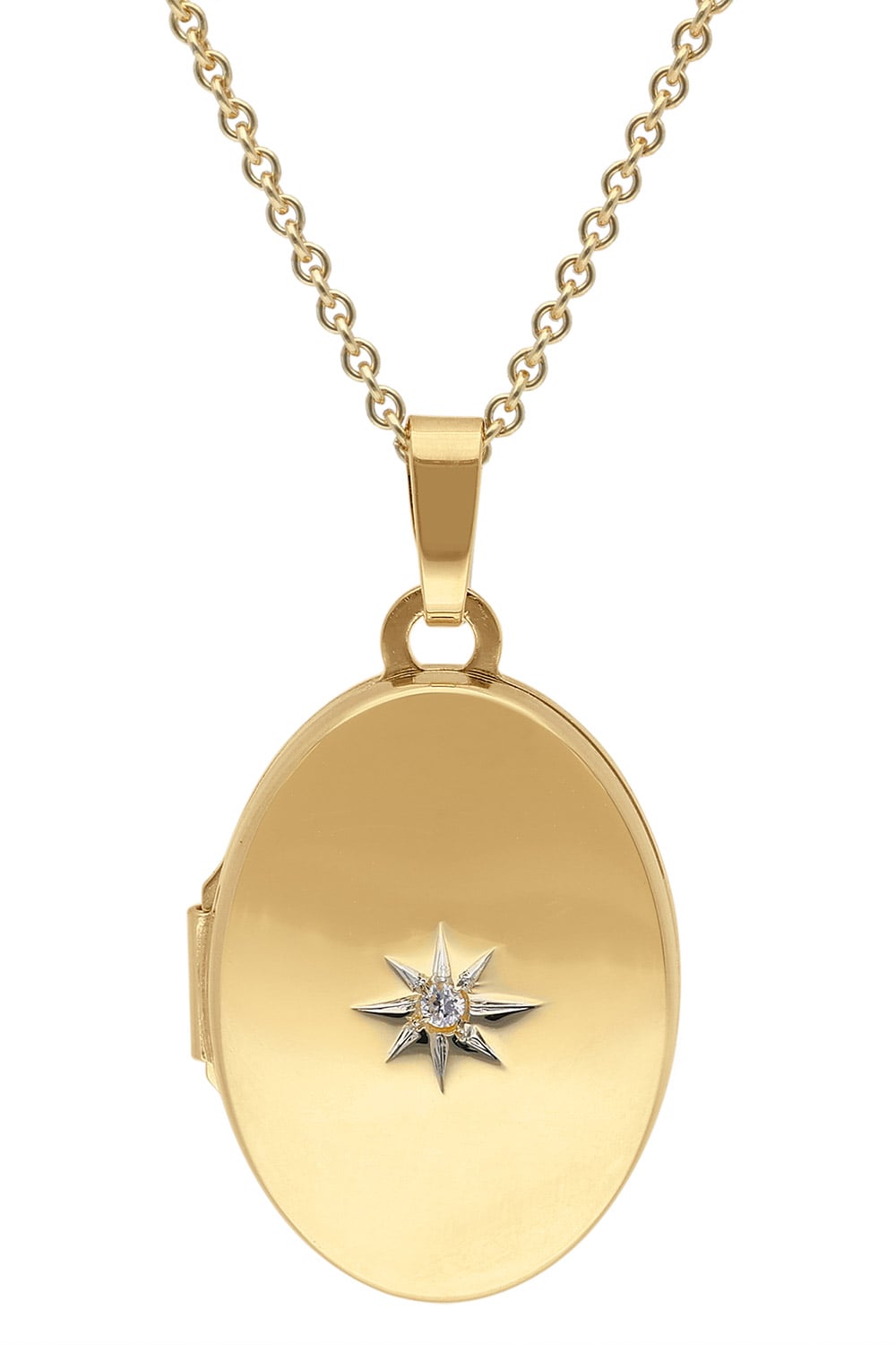 trendor 15540 Medaillon mit Diamant Gold 585/14K an vergoldeter Silberkette Unkategorisiert online kaufen