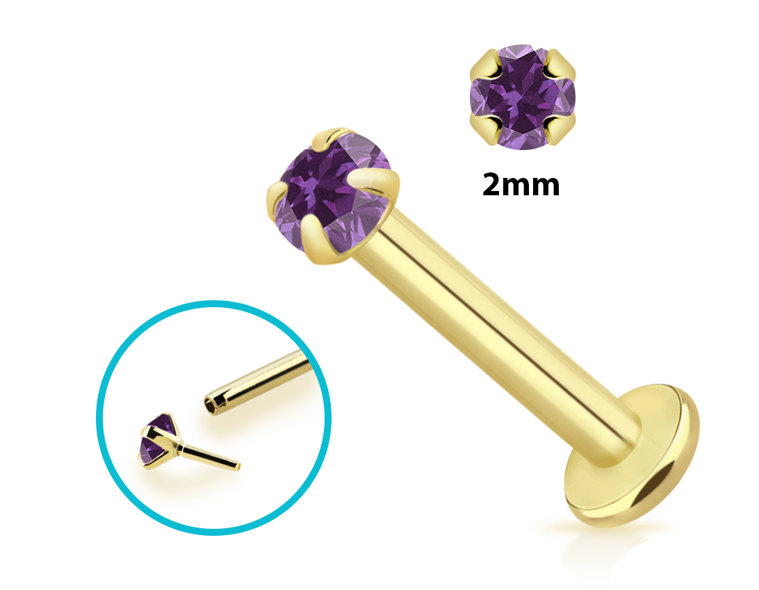 🦚 Piercing Labret Stecker 14karat Gold Gelbgold mit echtem Amethyst Unkategorisiert online kaufen 🦚 Piercing Labret Stecker 14karat Gold Gelbgold mit echtem Amethyst Unkategorisiert online kaufen
