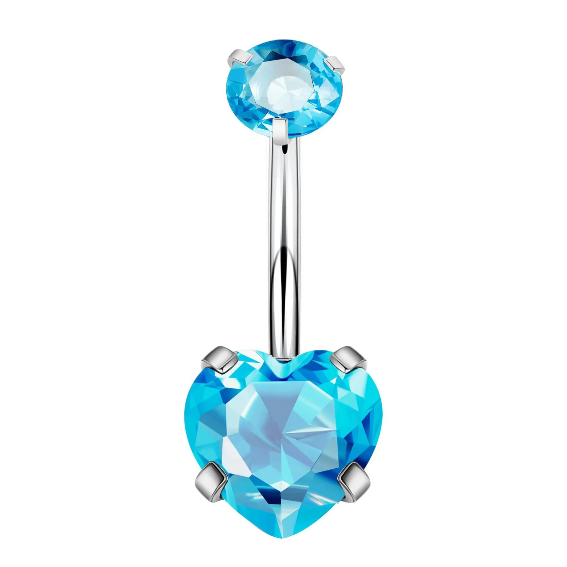 🦚 Bauchnabelpiercing Titan G23 mit eingefassten Kristallen Herzform aquamarin Unkategorisiert online kaufen