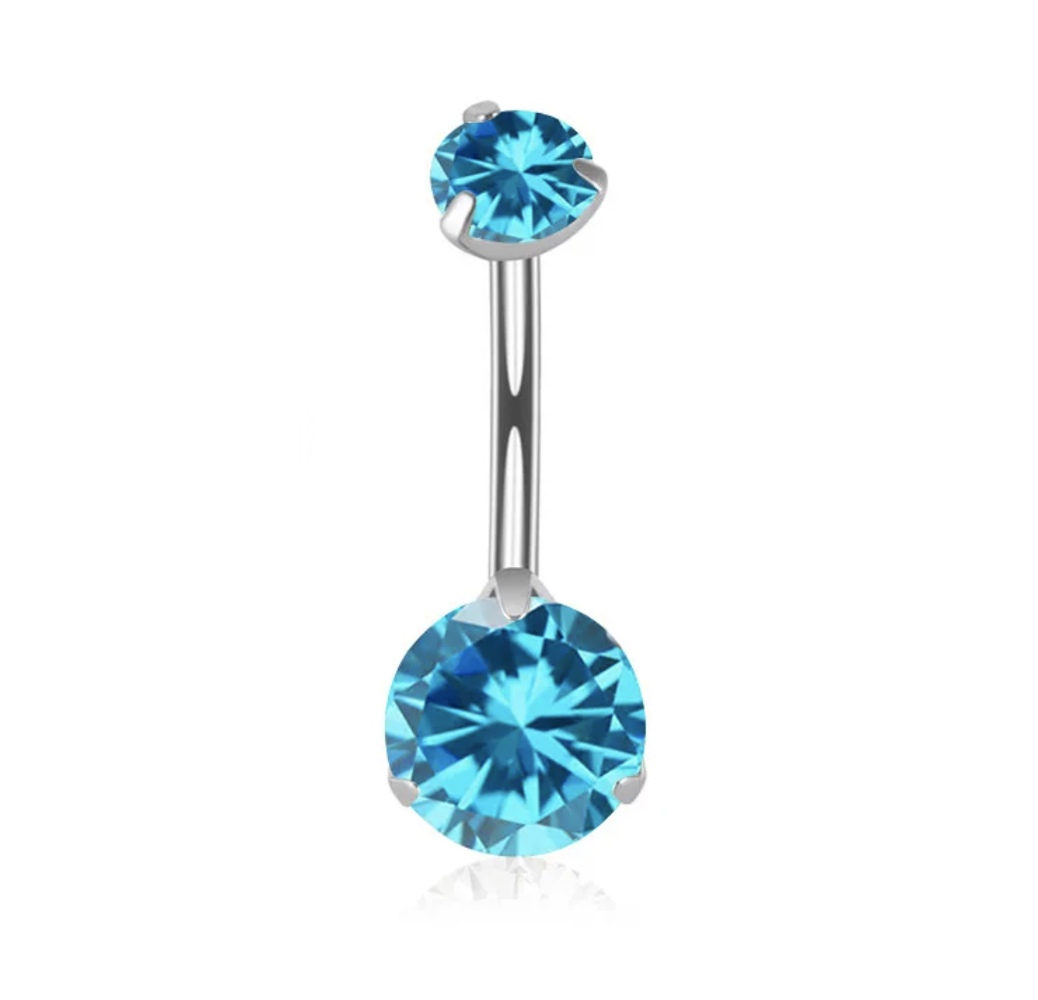 🦚 Bauchnabelpiercing Titan G23 mit eingefassten Kristallen aquamarin 8mm/12mm/14mm Stablänge Unkategorisiert online kaufen