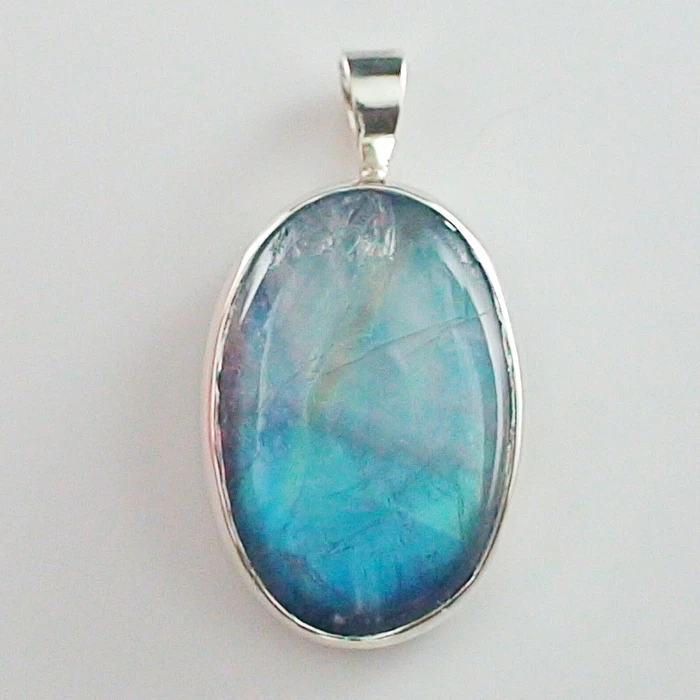 🦚 935 Silber Anhänger mit 13,38 ct. Mondstein – Handgefertigter Silberanhänger mit blauem Mondstein aus Sri Lanka Unkategorisiert online kaufen