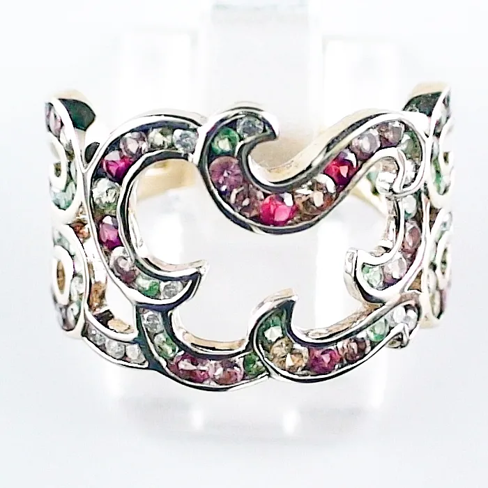 🦚 9k Gelbgold-Ring mit bunten Edelsteinen – Kunstvolles Ornament-Design mit Demantoiden, Saphiren und Rubinen Unkategorisiert online kaufen 🦚 9k Gelbgold-Ring mit bunten Edelsteinen – Kunstvolles Ornament-Design mit Demantoiden, Saphiren und Rubinen Unkategorisiert online kaufen
